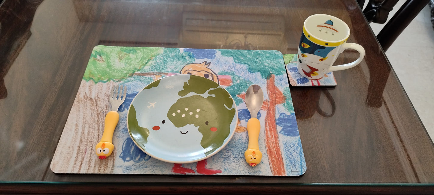 Monkey-themed Meal Mat and Coaster