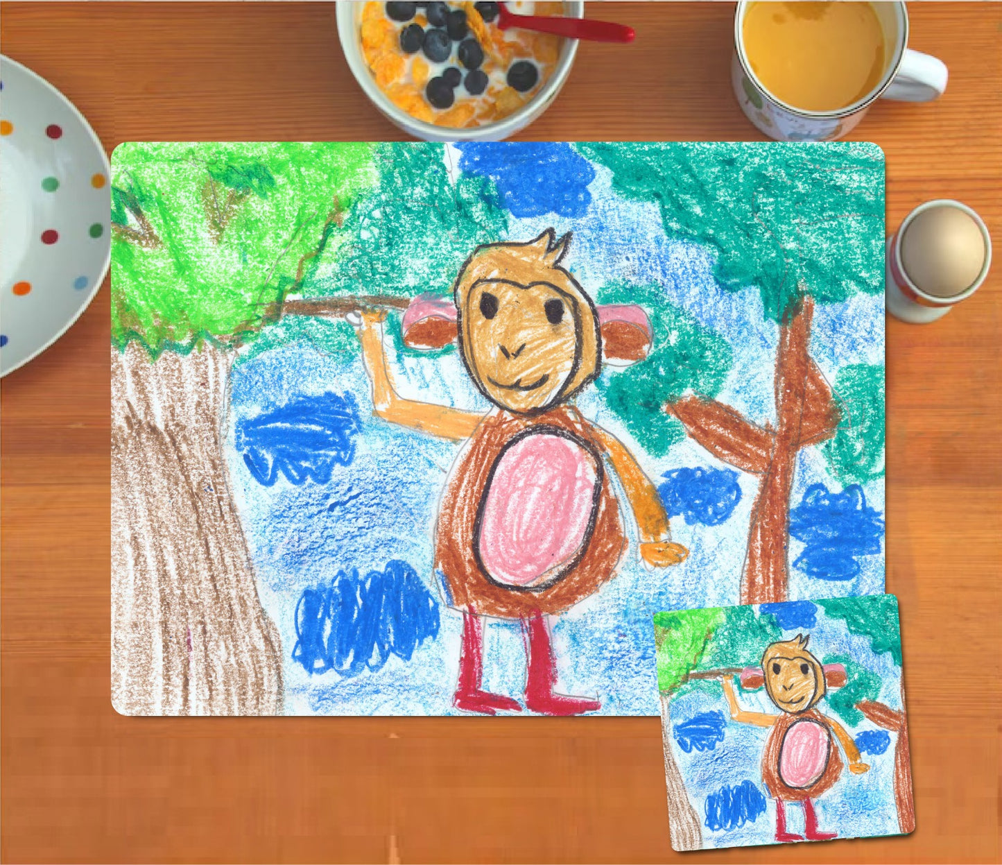 Monkey-themed Meal Mat and Coaster